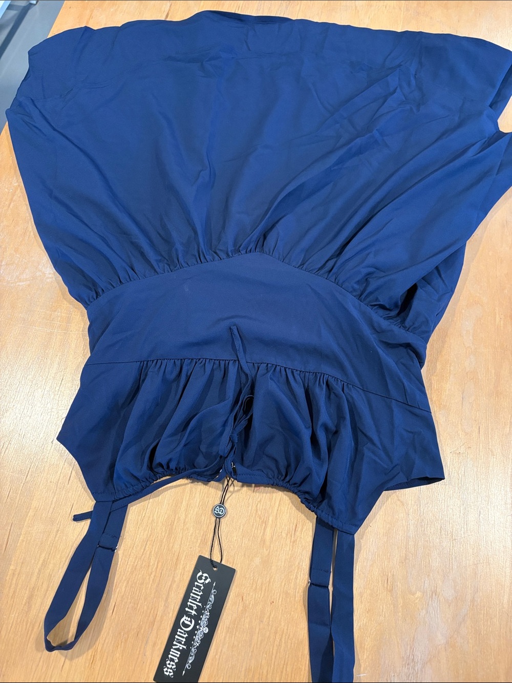 Women's Navy Smocked Waist Camisole Tank Top